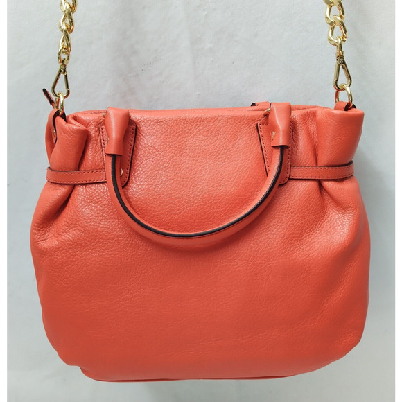 Michael Kors Orange Leather Double Handle Satchel Shoulder Bag - Picture 4 of 16